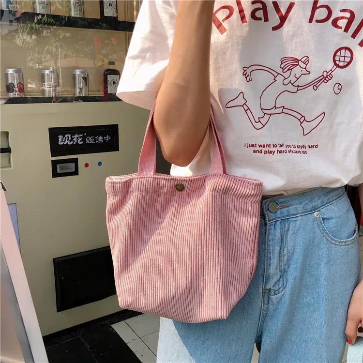 petit sac fourre-tout en velours côtelé de style coréen pour femmes et filles, mini sacs à main, sacs à lunch, shopping, grill, poudres à main, mignon