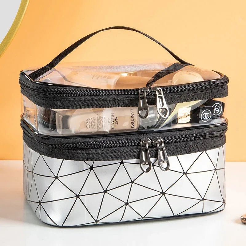 trousse de maquillage double portable grande capacité version coréenne ringer sac de voyage multifonctionnel trousse de toilette sac de rangement portable