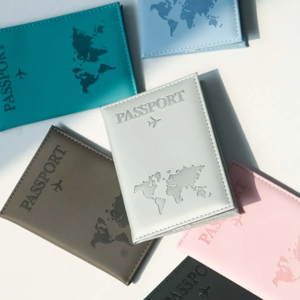 nouvelle housse de passeport style carte du monde en pu – indispensable pour les voyages et croisières – porte-passeport mince et portable pour le voyage