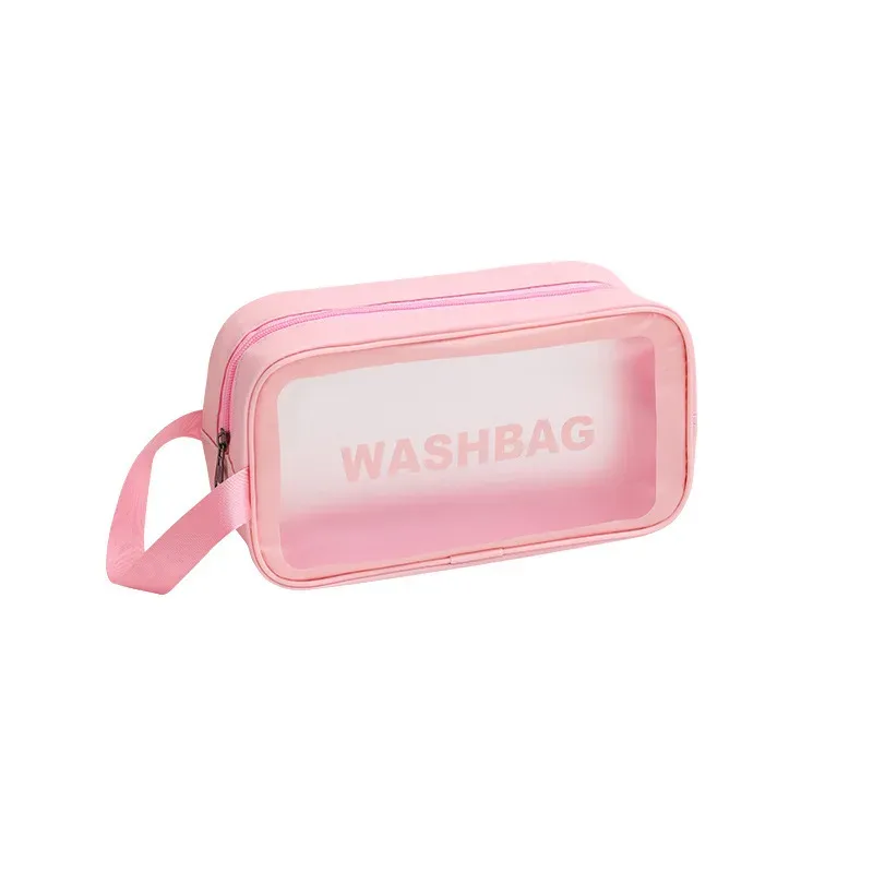 sacs à main de rangement de maquillage anti-poussière de grande capacité, sacs de voyage transparents en pvc à la mode, sac cosmétique portable étanche