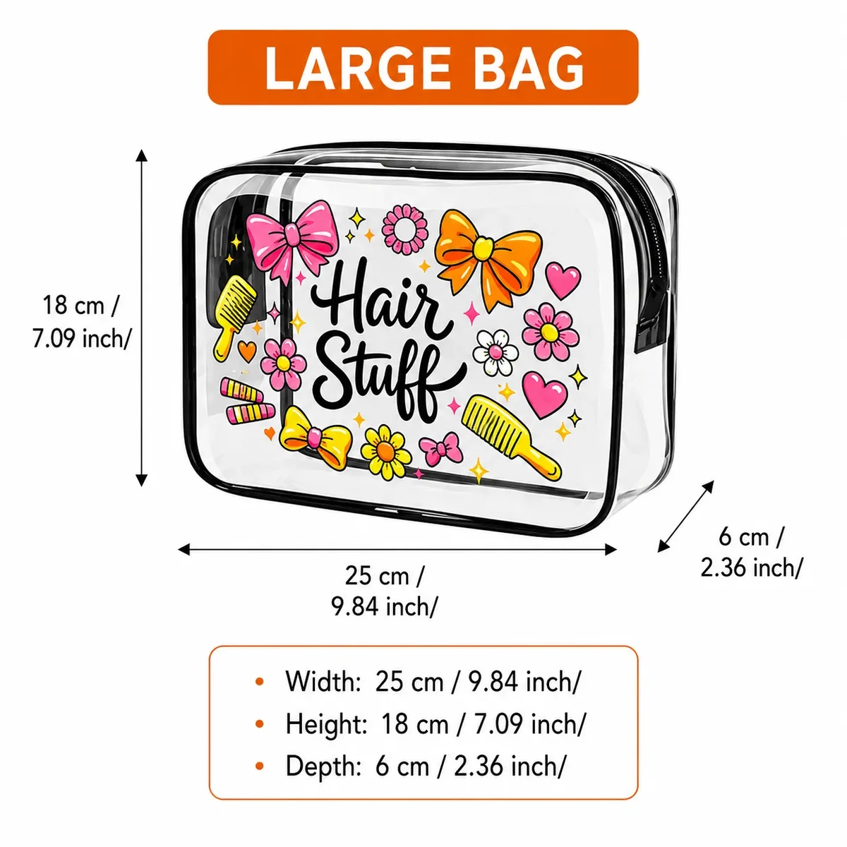 trousse de toilette transparente en pvc avec imprimé mignon pour accessoires cheveux et maquillage – organisateur de voyage