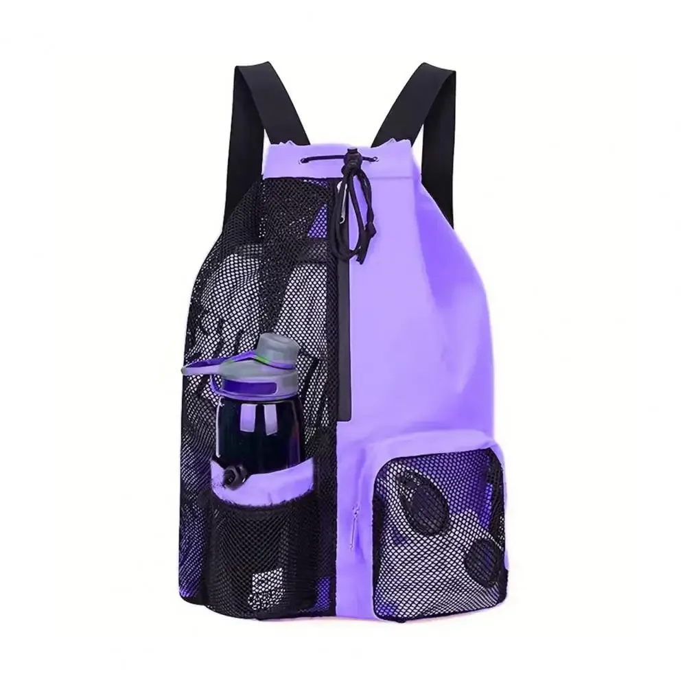 sac à dos en filet, sac de natation à cordon, sac à dos avec poche pour vêtements mouillés, sac de rangement de plage, sac de pêche en plein air