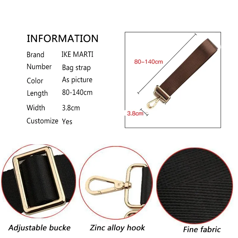 sangle de remplacement pour sac à bandoulière, 80-140cm, pour porte-documents pour hommes, sacs à bandoulière réglables, accessoires de sac noir pour femmes