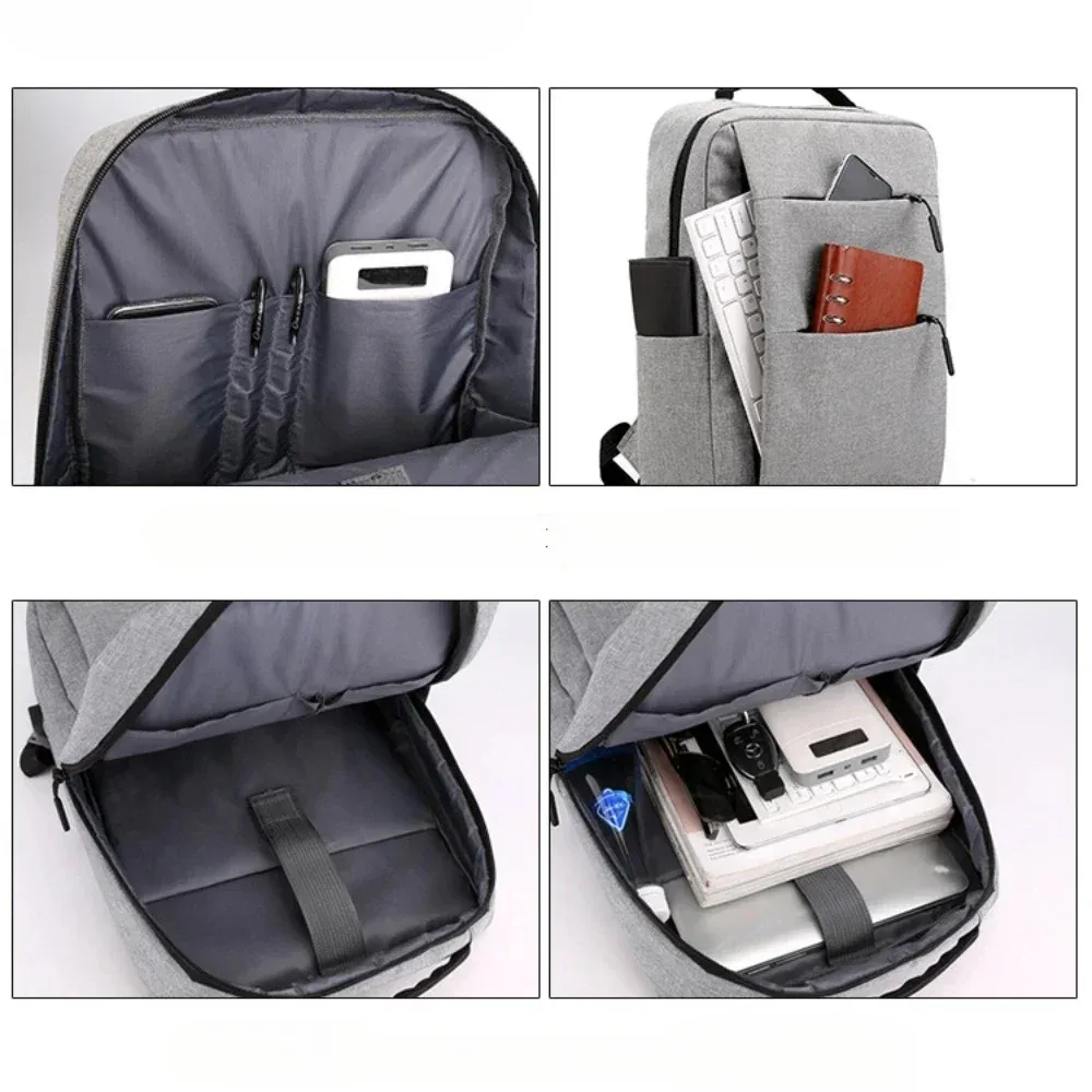 sac à dos d'affaires à double fermeture éclair, sac d'ordinateur étanche, sac de voyage lancé décontracté, sac de sport avec port de chargement usb