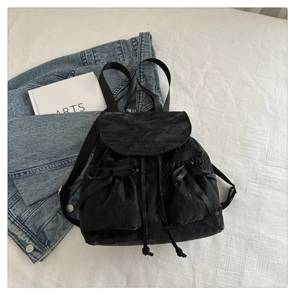 mode mignon noeud femmes sac à dos cordon grande capacité étudiants bookbag couleur unie école sac à dos voyage