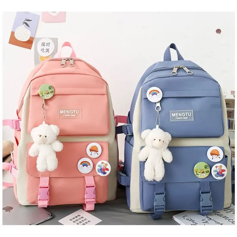 sac dos nylon beige poche ouverte fermeture éclair haut volume voyage école mode adolescente