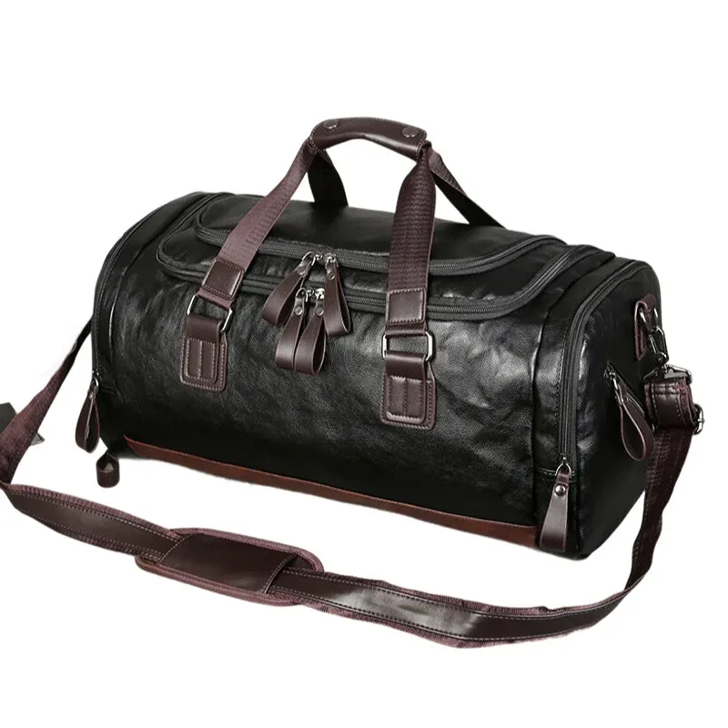 sac de voyage en cuir véritable fendu pour hommes – sac polochon de sport résistant à l'eau de grande capacité pour voyage d'affaires et sport