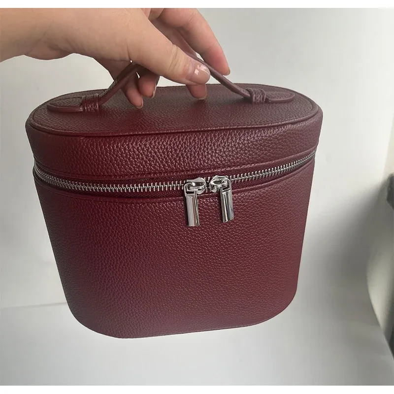 nouvelle trousse de maquillage ronde en cuir pu personnalisable, sac de rangement portable pour rouge à lèvres et soins de la peau avec compartiments