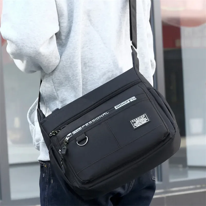 sac bandoulière pour homme avec poches multicouches, sangle réglable, sac à bandoulière professionnel