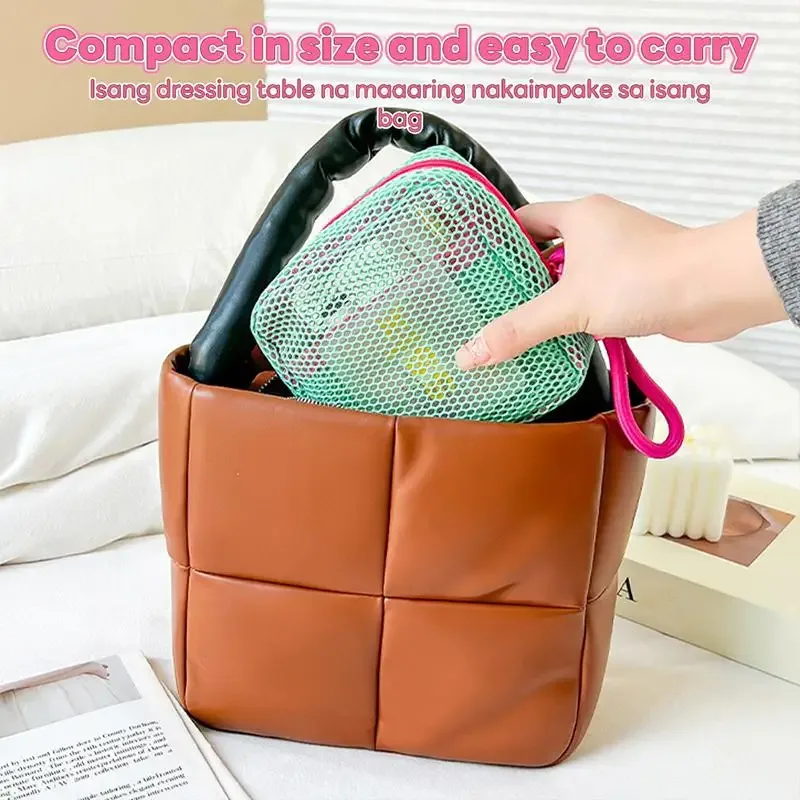 sac de maquillage en maille pour femmes, sac de rangement pour cosmétiques, sac de toilette portable de voyage, sac de rangement pour sous-vêtements