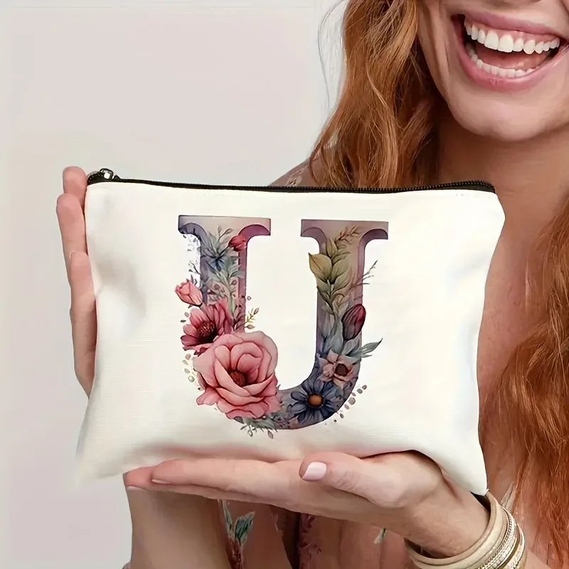 trousse de maquillage pour femme a-z lettre motif créatif sacs de maquillage sac de rangement sacs à fermeture éclair pochette de maquillage