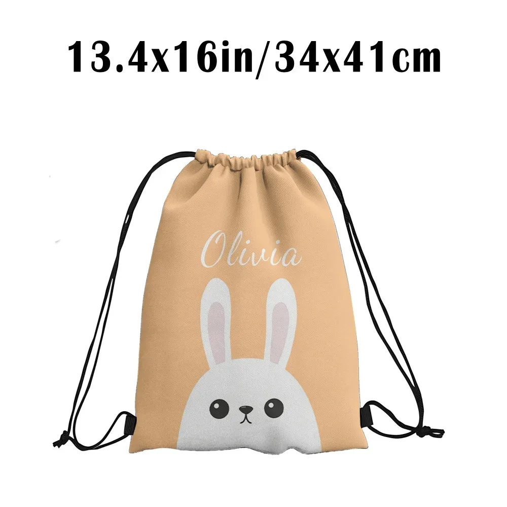 sac à dos personnalisé avec cordon de serrage, motif lapin de pâques, nom personnalisé, sac pour enfants, sac à cordon idéal pour la chasse aux œufs de pâques, cadeau pour l'extérieur