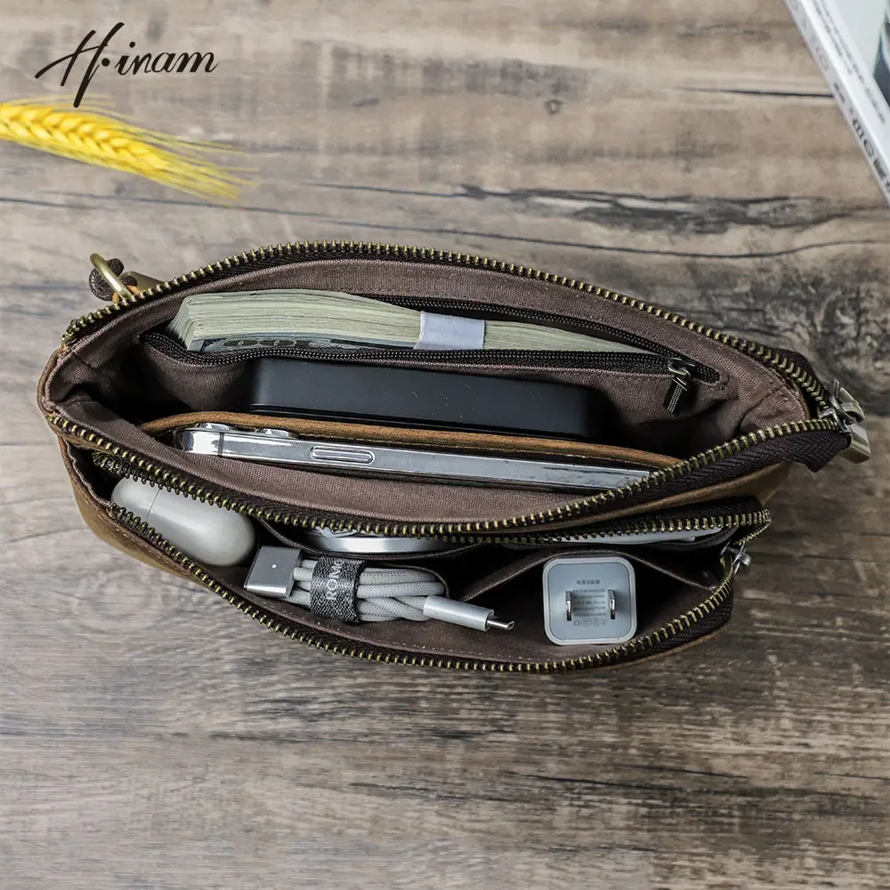 peau de vache hommes pochettes en cuir véritable hommes d'affaires voyage sacs à main grande capacité câble organisateur pochette sac à main style vintage