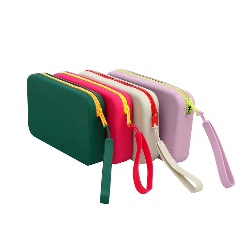 sac de rangement pour cosmétiques en silicone, carré, grande capacité, porte-pinceau de maquillage de voyage, portable, étanche