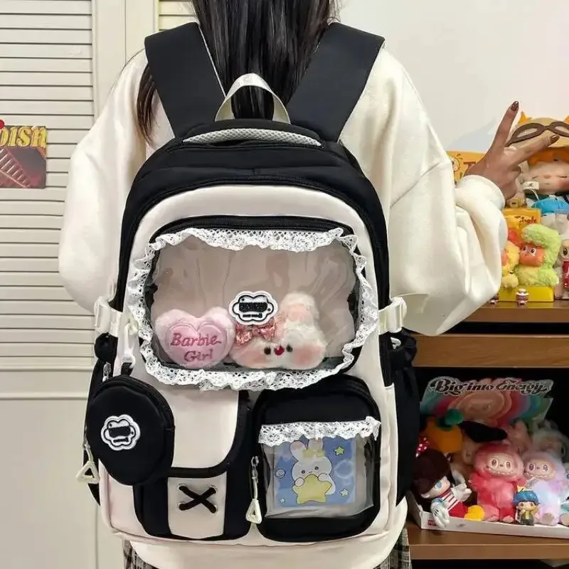nouveau sac à dos ita y2k mignon avec porte-monnaie, sac à dos transparent grande capacité pour étudiantes, idéal pour l'école, l'université et les activités de plein air