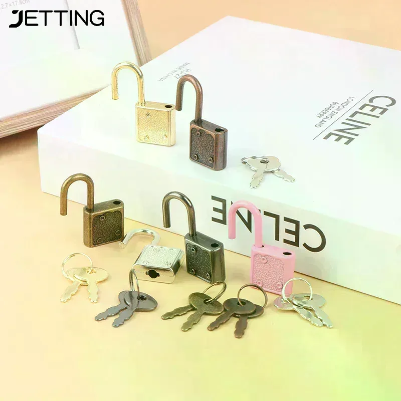 cadenas verrouiller métal serrure clé miniature voyage boite bijoux agenda valise or bronze rose
