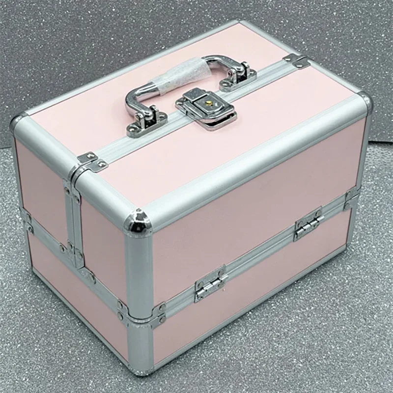 trousse de maquillage portable, grande capacité réglable, 4 plateaux coulissants, étui à cosmétiques, organisateur de rangement pour bijoux, beauté des ongles