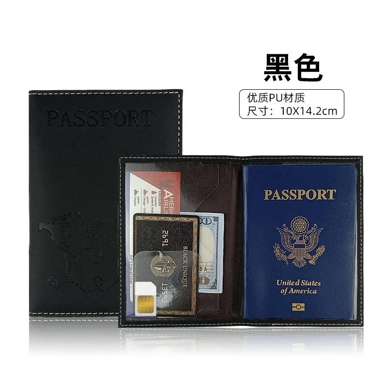 cadenas protegepasseport pu motif carte monde couleur kaki gris noir bleu orange vert rose beige rouge usagevoyage sécuritédocument important protectionidentite voyage croisiere transport international