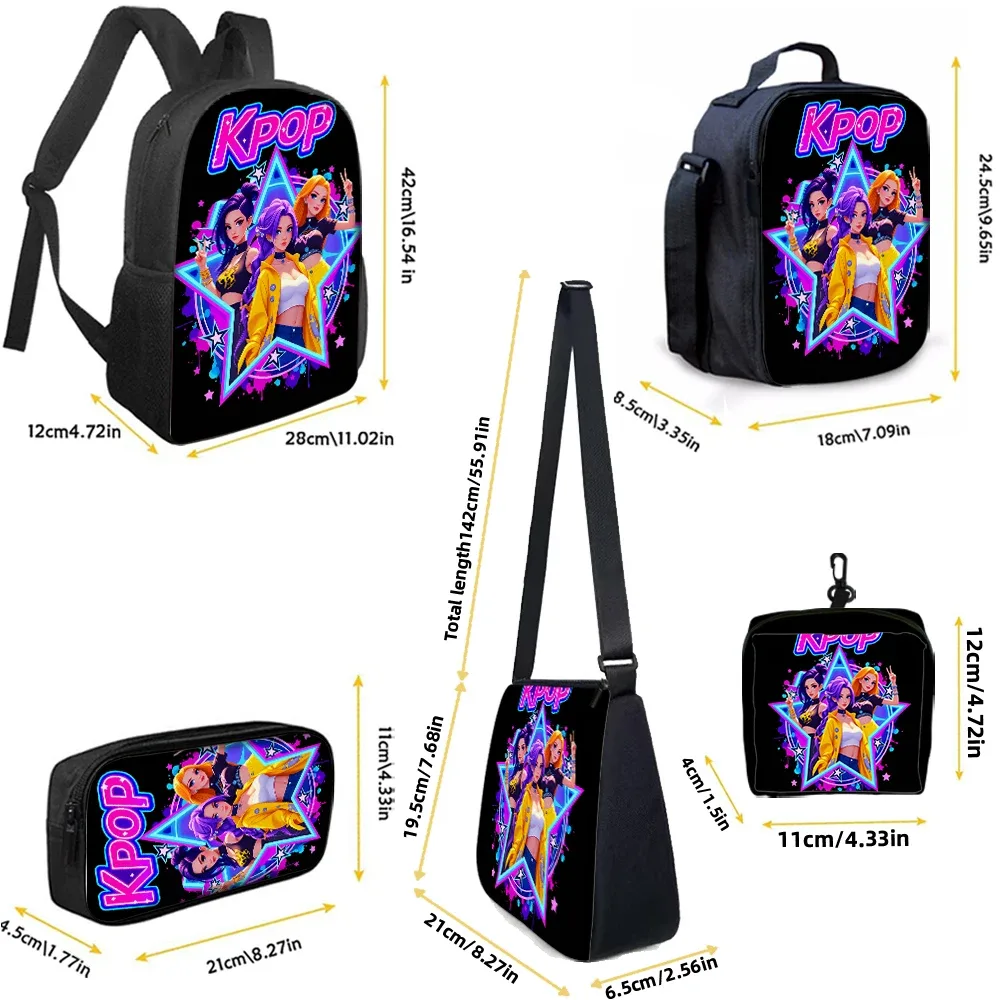 sac dos polyester noir motif kpop personnages lumière accessoires voyage polyvalent unisexe durabilité escapade week end