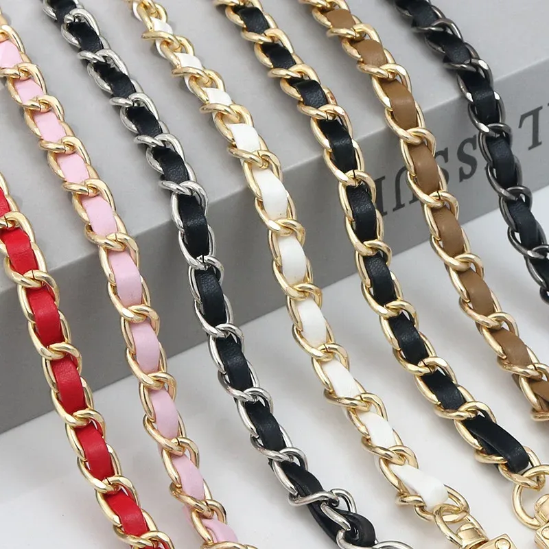 30/60/100/120/140cm cuir pu + chaîne en métal sac à bandoulière sangle pour femmes sac de mode sac à bandoulière dame bracelet en cuir pour sac à main