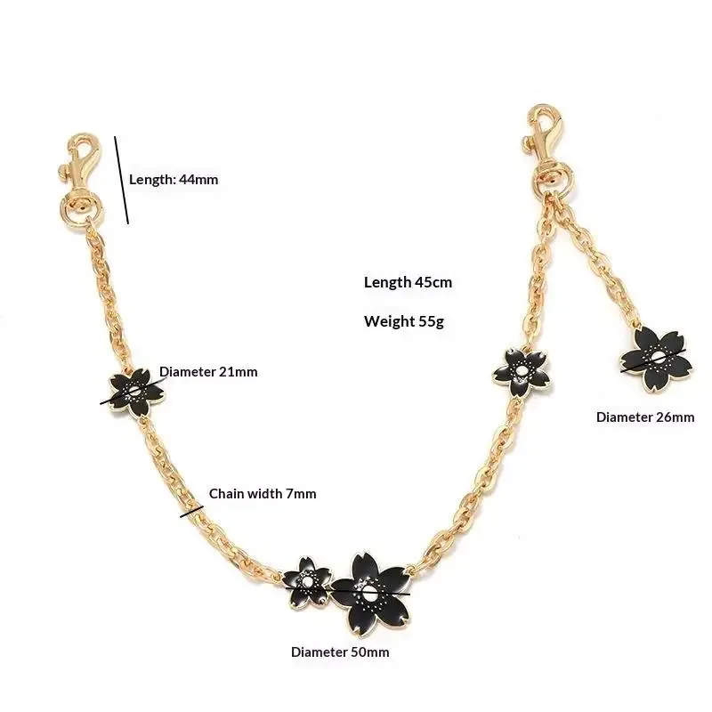 bracelet extensible zinc motif fleur coeur décoration sac femmes chaîne ornementation multifonction usage jour personnalisation style chic mode transport