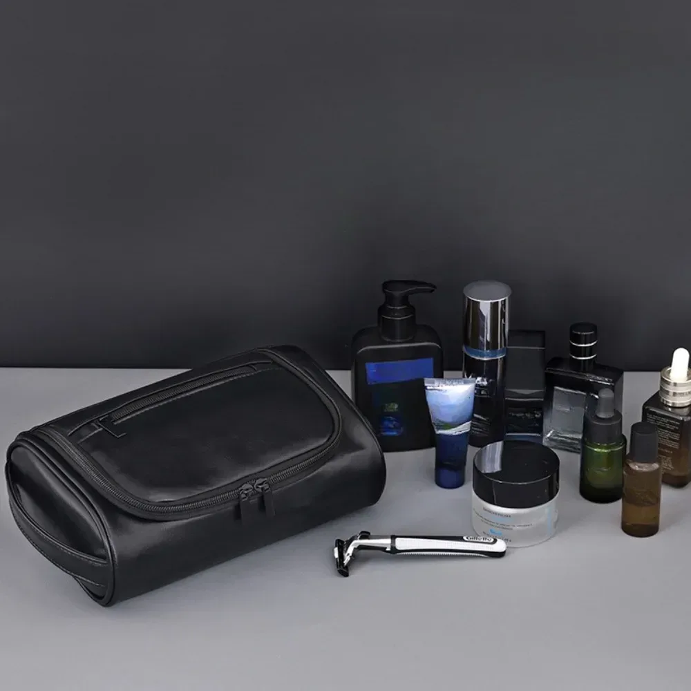 trousse de toilette de voyage de haute qualité pour femmes et hommes, sacs à cosmétiques rétro en cuir pu, trousse de maquillage de voyage étanche