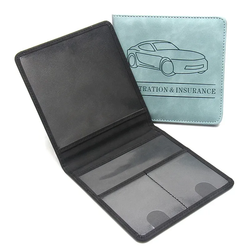 porte-assurance d'enregistrement de voiture, couverture de permis de conduire, documents automobiles en cuir, sac de rangement de permis de conduire, porte-carte de crédit