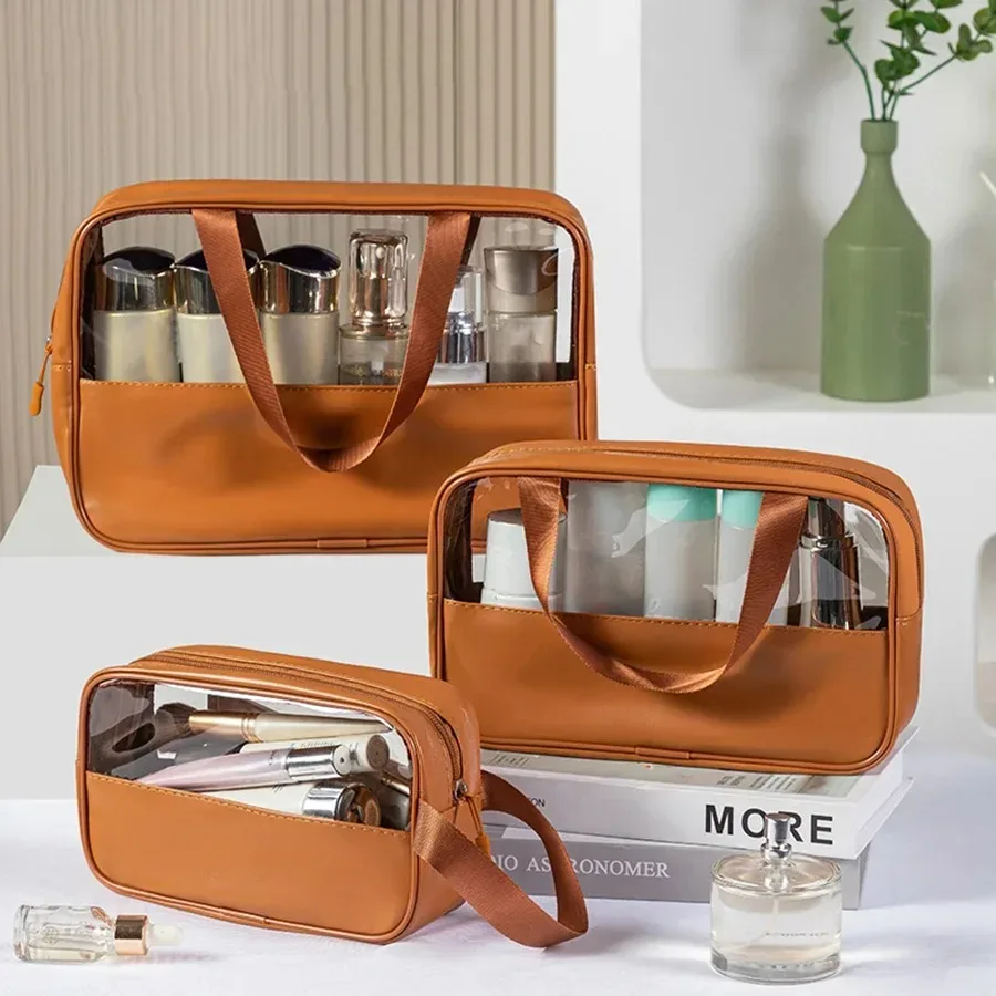trousse de toilette pour hommes et femmes, organisateur de voyage cosmétique translucide et imperméable pour accessoires et articles de toilette