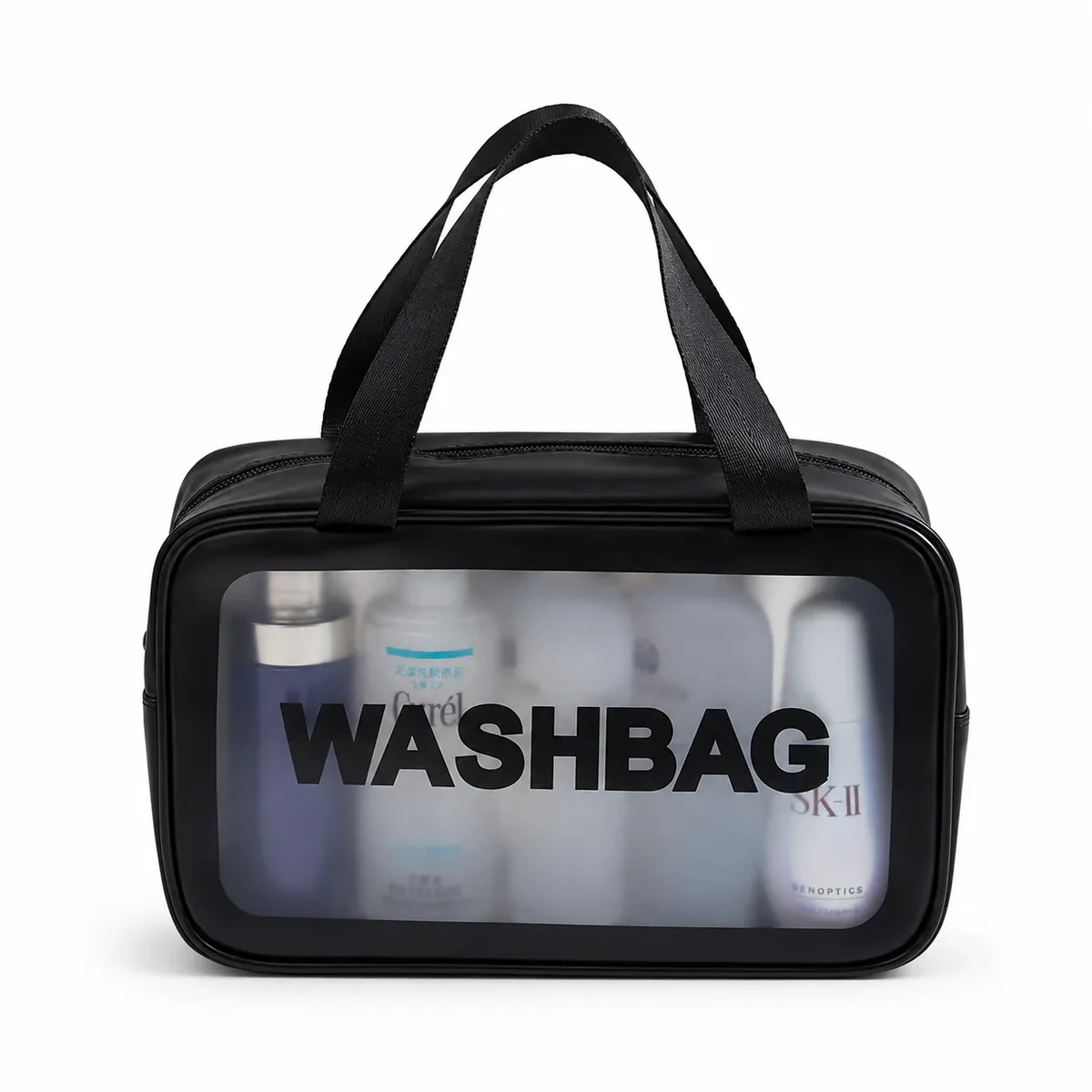 sac de toilette de voyage portable, grande capacité, étanche, organisateur de maquillage avec double poignée, sac de rangement transparent pour cosmétiques