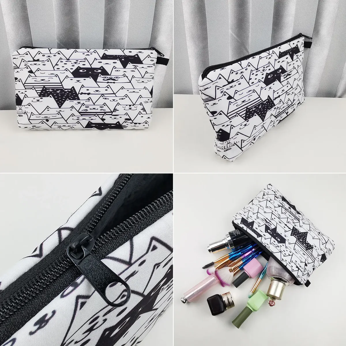 sac à cosmétiques imprimé papillon pour femmes, trousse à crayons d'école pratique avec animaux, mini sac de rangement de voyage, sacs de maquillage pour dames