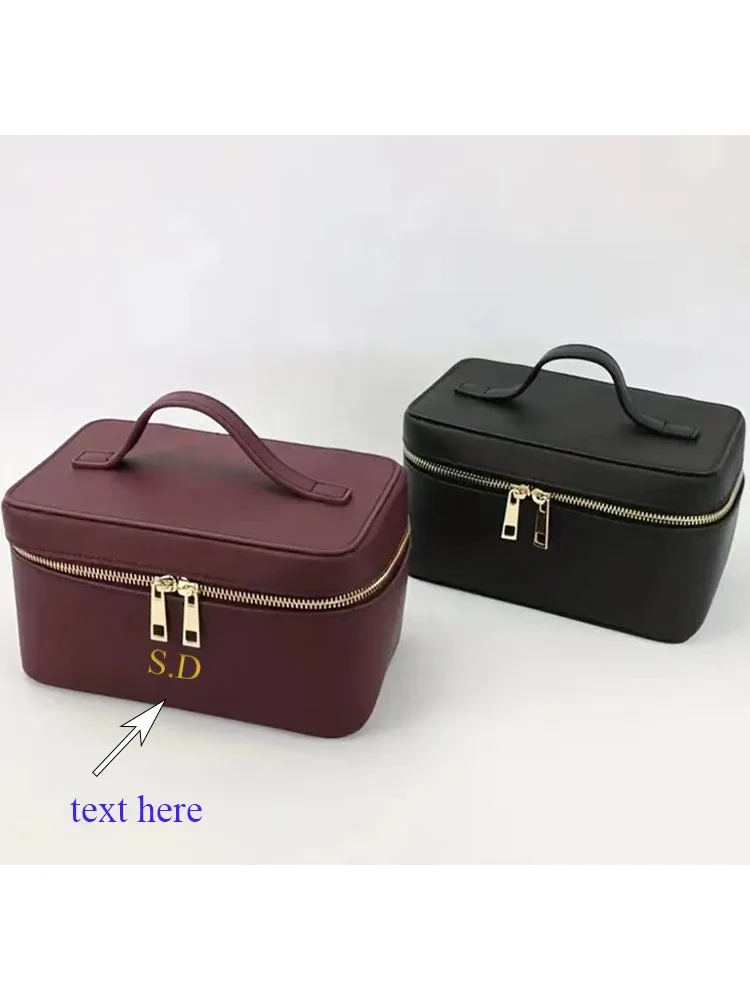 saffiano – trousse de toilette de voyage en croûte de cuir pour femmes, trousse de toilette de voyage personnalisée, boîte de rangement de maquillage suspendue portable, kit dopp, sac à cosmétiques