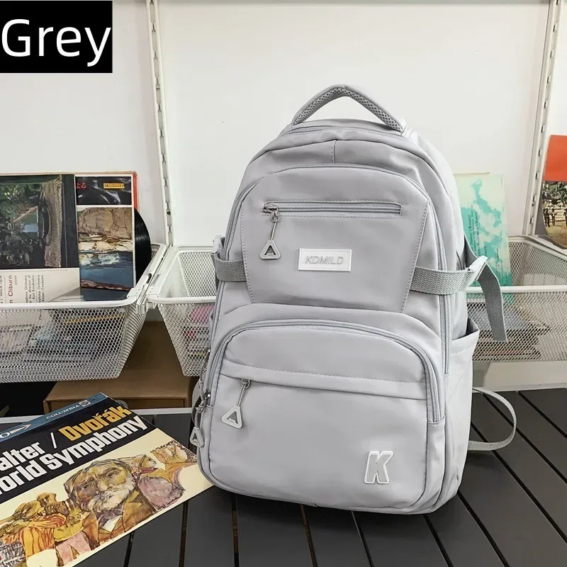 sac à dos en nylon imperméable pour filles, cartable de grande capacité, sacs à dos pour ordinateur portable pour documents solides, sac initié aux voyages en plein air, mode simple