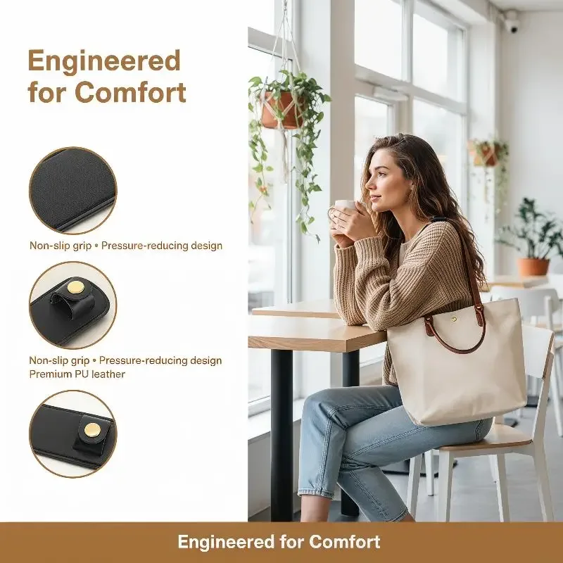 poignée sac cuir rembourré anti fatigue épaule transport longue journée confort marque pression bleu noir beige