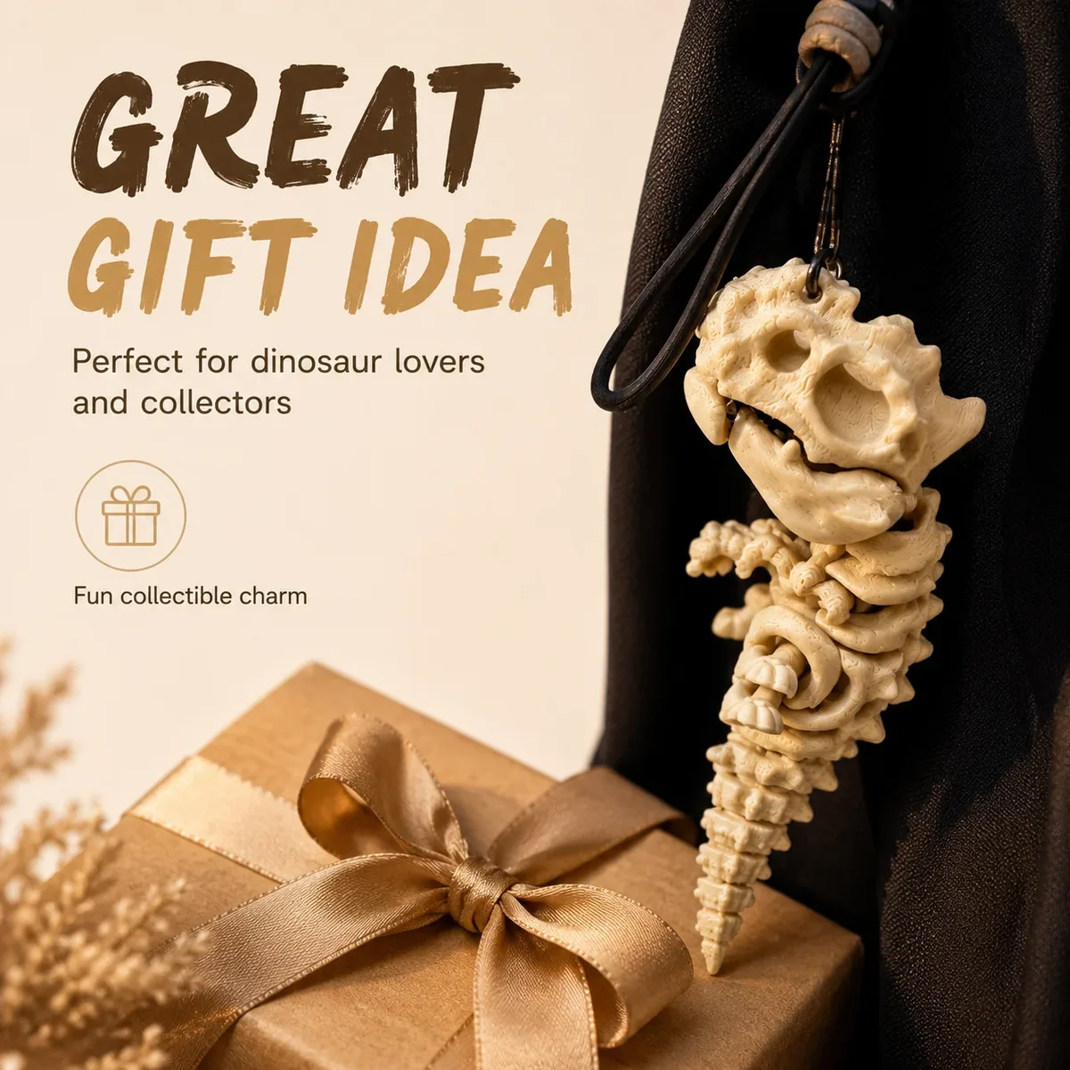 porte-clés dinosaure imprimé en 3d, squelette articulé, articulations mobiles, breloque pour sac à dos, cadeau pour les amoureux des dinosaures