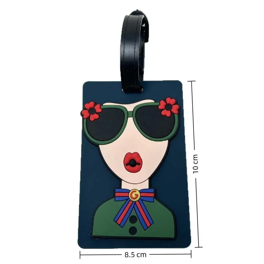 étiquette de bagage en silicone souple, mignonne, avec lanière, étiquette d'identification de valise pour fille drôle, étiquette de carte d'embarquement anti-perte