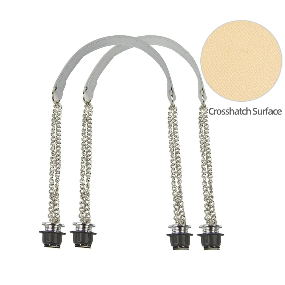 nouvelle paire de chaînes doubles longues argentées obag avec vis à placage métallique pour poignée obag, sac à main pour femme, sac à bandoulière