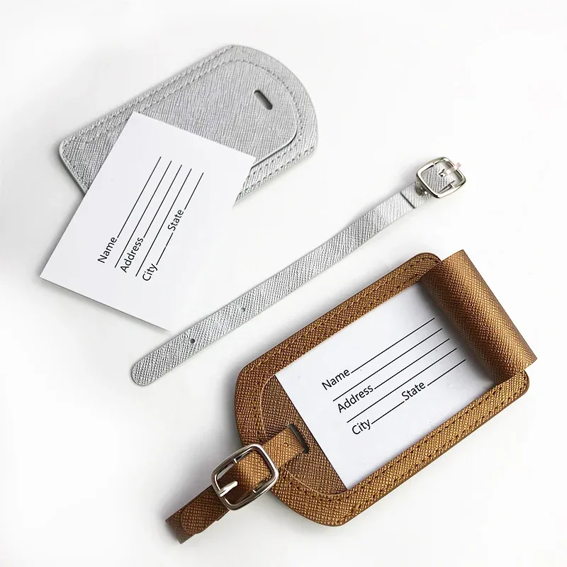 saffiano-étiquette de bagage en cuir pu, étiquette d'embarquement de voyage, multi-documents