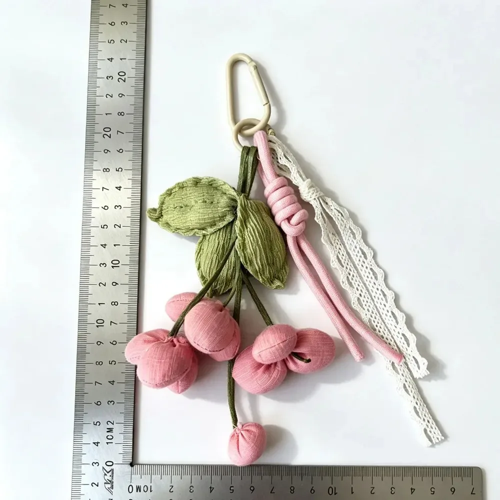 breloque de sac en tissu en forme de fleur, ruban en dentelle, pince à bouquet, accessoire pour sacs à main, sacs cabas, sacs à dos, cadeau mignon pour femmes, décoration quotidienne.