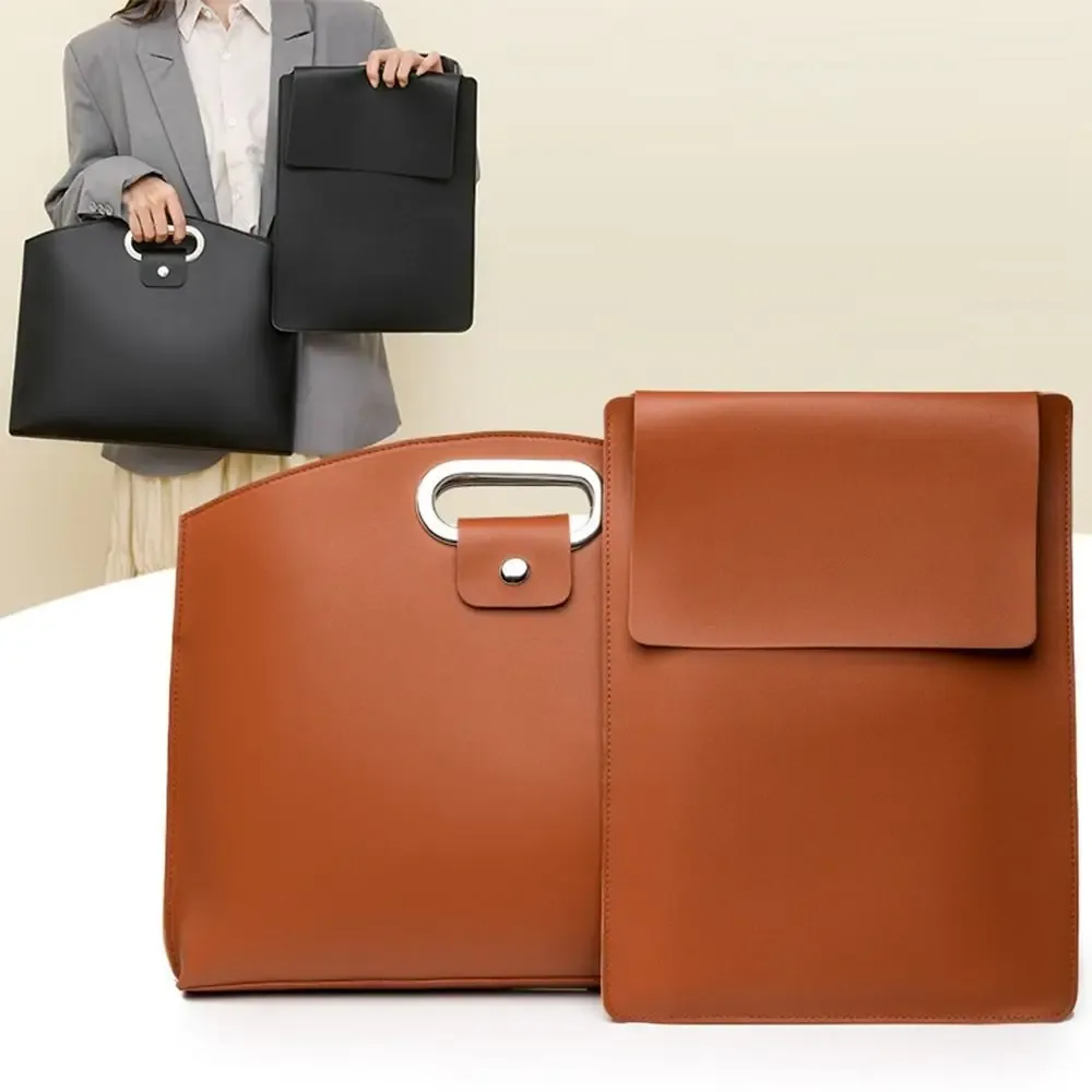 sac fourre-tout simple en pu pour documents de bureau, couleur unie, sac pour ordinateur portable, sac de fichiers, sac à main de grande capacité, sac d'ordinateur pour femmes