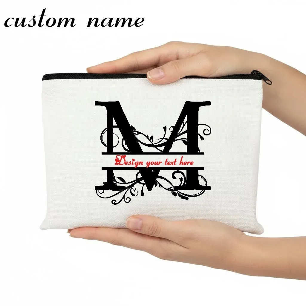 1pc trousse de maquillage personnalisable avec monogramme - pochette de voyage légère, pliable et durable avec fermeture éclair et impression de lettres personnalisées