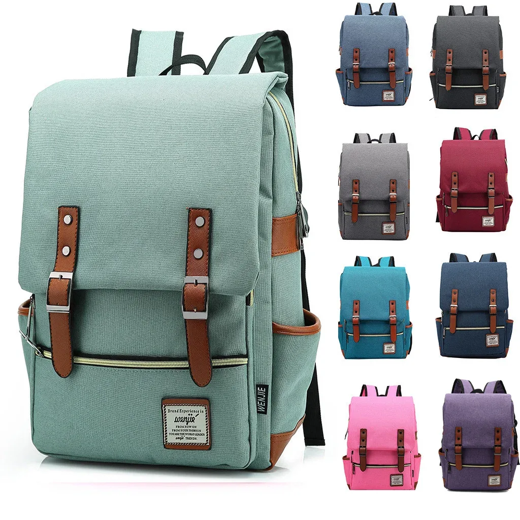 Sac à dos vintage pour ordinateur portable de 16 pouces, sacs en toile pour femmes, sacs de voyage en toile pour hommes, sacs à dos décontractés rétro, sacs d'école pour adolescents