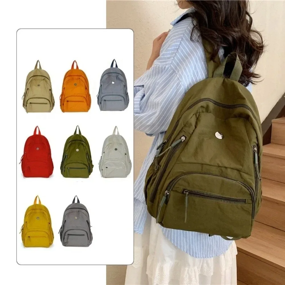 sac à dos décontracté en nylon grande capacité, léger et durable, pour l'école, les voyages, couleur unie, imperméable, pour ordinateur portable, idéal pour la gym