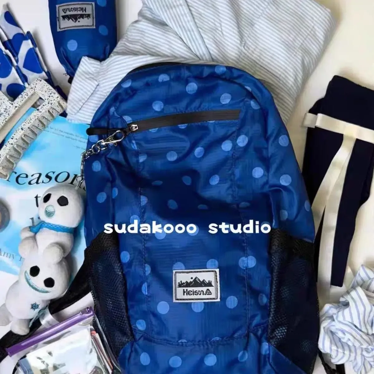 sac à dos en nylon à pois 2026, nouveau sac à dos ultraléger d'été grande capacité, sac à dos coréen tendance