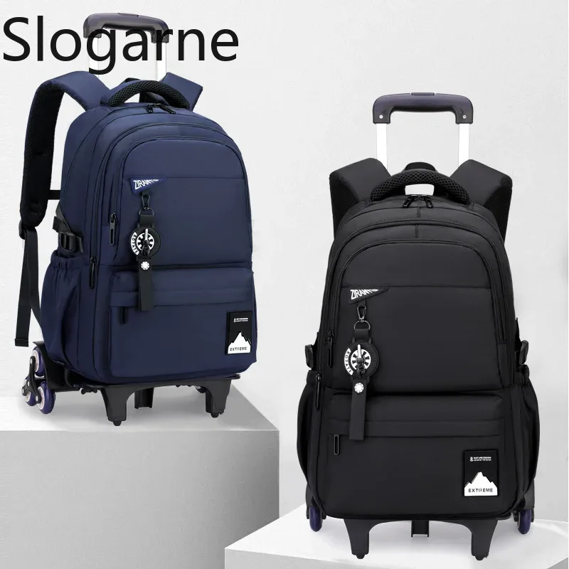 Sac à roulettes pour étudiants, sacs à roulettes pour garçons, sacs à dos de voyage pour hommes avec roulettes, sac à bagages imperméable de grande capacité