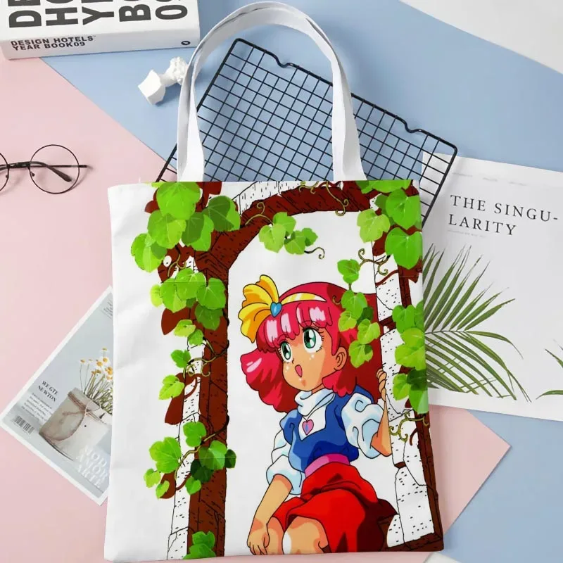 sac fourre-tout minky momo anime pour femme, sacs à provisions réutilisables, sac à main, cuillère à soupe, pliable, coton, initié au gril, fille, 1016wjy