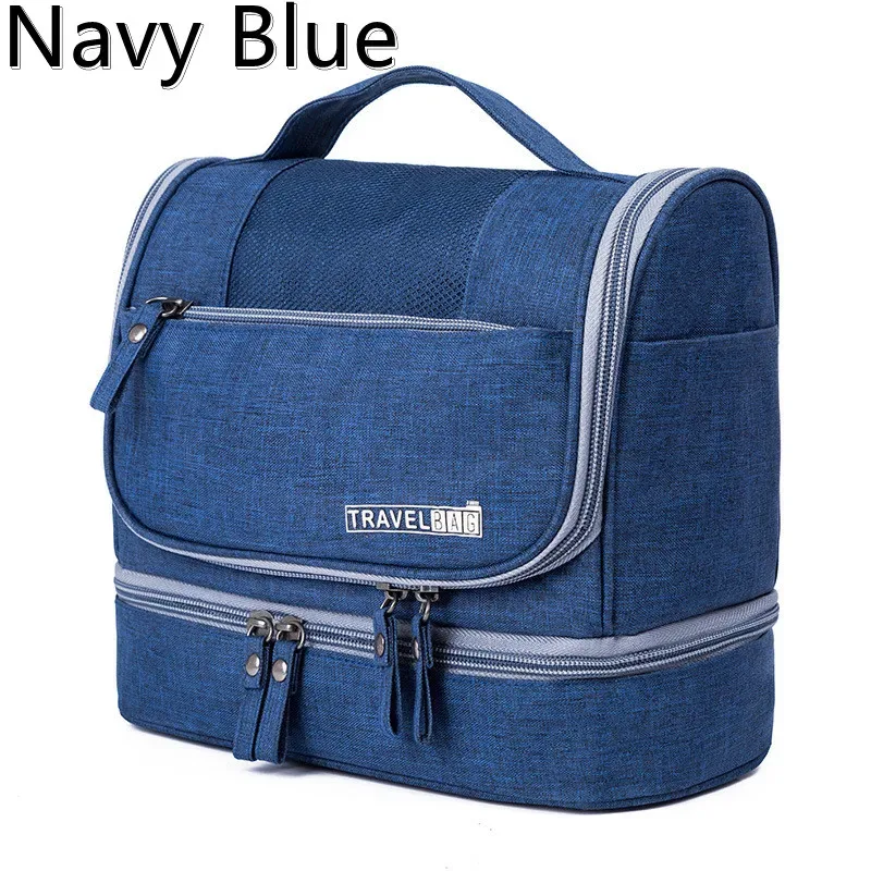 trousse de toilette pliable avec crochet de suspension, sac de rangement de cosmétiques de salle de bain étanche pour femmes, trousse de maquillage de voyage de grande capacité pour hommes