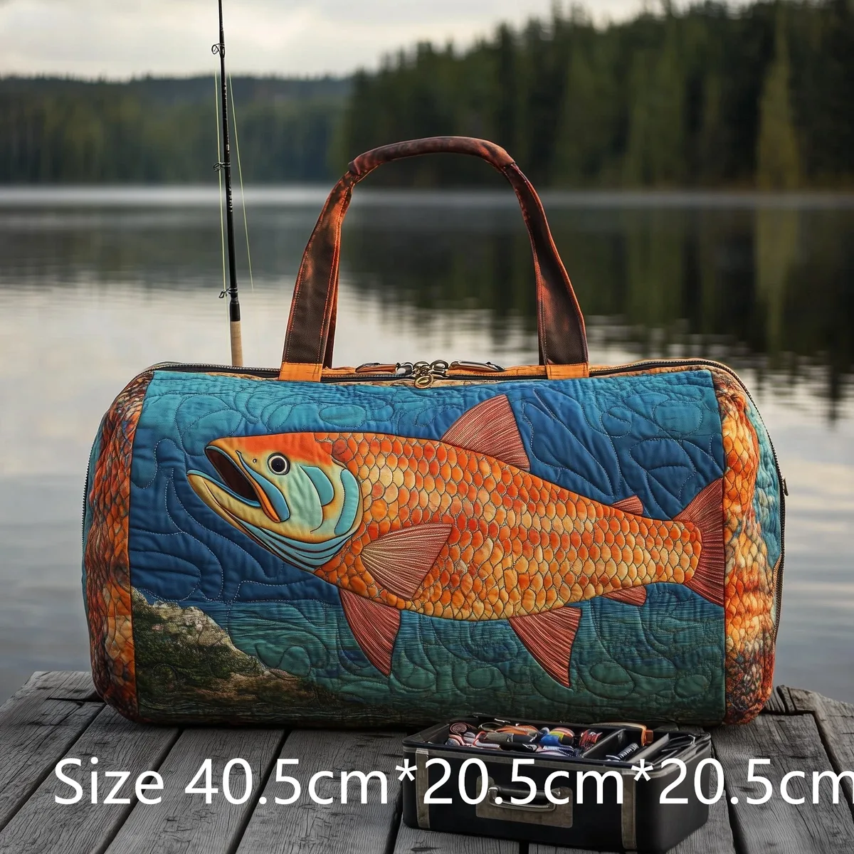 sac de voyage matelassé pour la pêche à la truite, sac de sport imperméable pour l'extérieur avec imprimé poisson 3d, sac de week-end pour le camping, cadeau pour pêcheurs