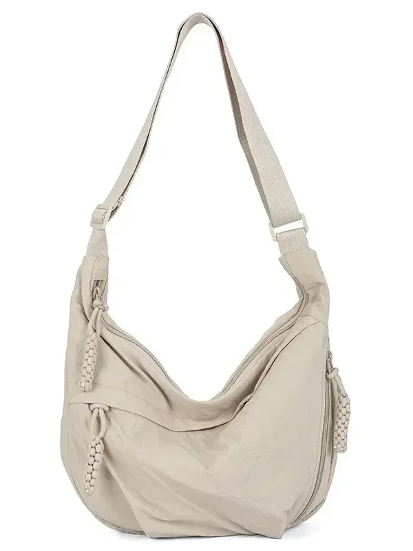 sac à bandoulière en tissu doux pour femmes, couleur unie, style étudiant décontracté, grands sacs à main, sacs hobos pour femmes