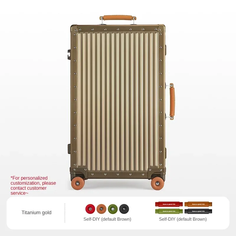 valise en aluminium hot metal, 20/24 pouces, 100% alliage aluminium-magnésium, couleurs contrastées, valise cabine à roulettes, serrure tsa