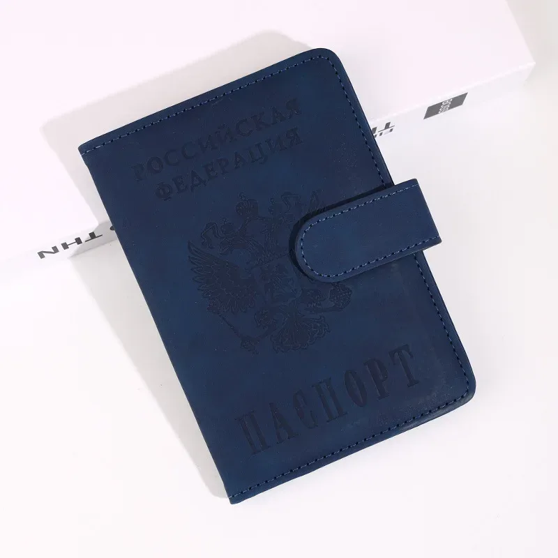 rfid russe pu porte-passeport portefeuille de voyage couverture de passeport étui de passeport porte-billet d'avion porte-carte d'identité accessoires de voyage